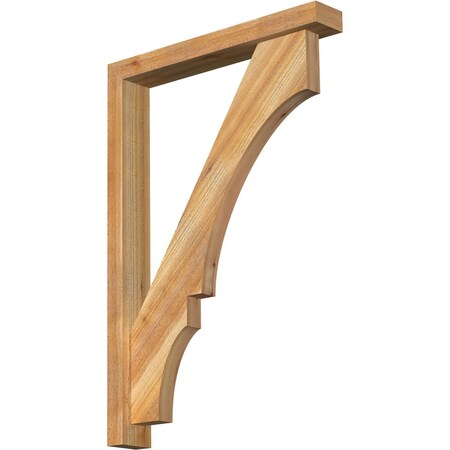 Ekena Millwork Balboa Block Rough Sawn Bracket w/ Offset Brace, Western Red Cedar, 4"W x 26"D x 38"H BKT0402X26X38BOA05RWR